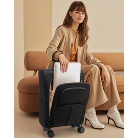 LOVEVOOK Carry On Luggage 22x14x9 Airline Approved, 22 Inch Softside Suitcases with Spinner Wheels, Lightweight Carry-on Suitcase with TSA Lock for Women Men, Large Luggage for Travel Business Trip