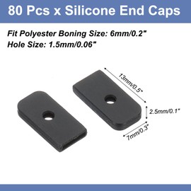 PATIKIL 6mm Tapas De Silicona Para Costura, 80Pcs Puntas Espirales Para Corsé De Poliéster, Negro