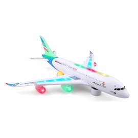 victob Airplane Toy with Bump & Go, Flashing Lights & Sounds, Toy Plane for Kids Boys Girls Ages 3-12, Blue