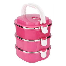 Aquila Contenedor Para Comida 3 Niveles Aquila Rectangular Color Rosa