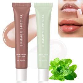 2Pcs Summer SPF Lip Balm,Friday Nourishing Lip Gloss,Moisturising Lip Balm,Lip Butter Balm,Lip Plumping Lip Gloss,Soothing Lip Care,Lip Conditioner,Lightweight Summer Lip Balm(#2Mint&3Iced Coffee)