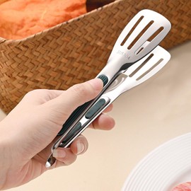 Serving Tongs 18/8 Stainless Steel 7Inch Metal Small Tongs for Food, Salad, Barbecue, Appetizer, Buffet, Cooking with Silicone Heat Resistant Handle (6Pcs)