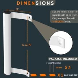 T-HAKEN Sliding Door Handle Pull – New Update Sliding Glass Door Pull for Old or Damage Patio Door, 6 5/8 inches Mounting Holes (Long Leg-White Handle)