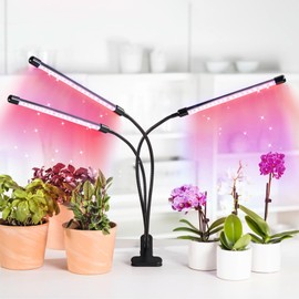 DKSPCM Grow Light for Indoor Plants Growing, 3Head 6000K Full Spectrum Gooseneck Plant Lamp for Indoor Plants, 3 Switch Modes, Auto On/Off Timing 3 9 12Hrs & 10-Level Dimming