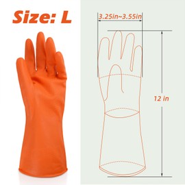 Cleanbear Cleaning Gloves Large, Reusable Nitrile Glove set of 3 Pairs, Latex Free Rubber Gloves for Washing Dishes, Household Cleaning, Bathroom or Gift Use, 12 Inches (Red, Green and Orange)