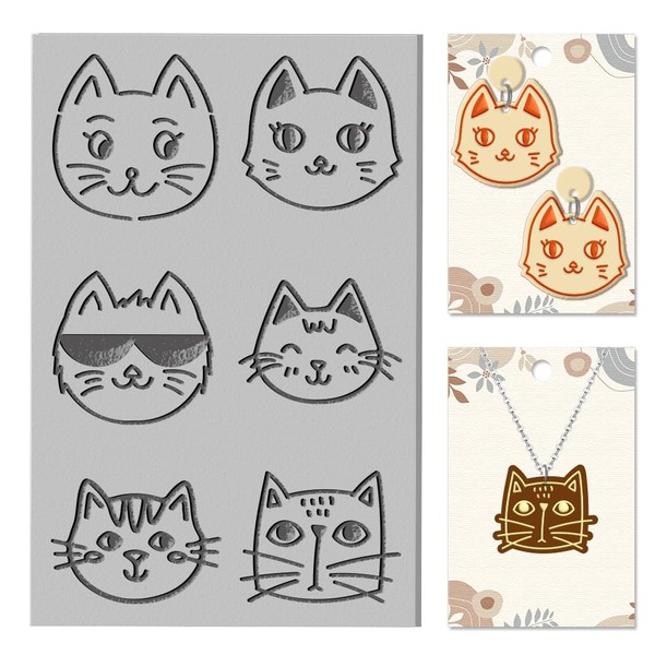 CHGCRAFT Artistic Cat Face Clay Texture Mat Cat Expression Polymer