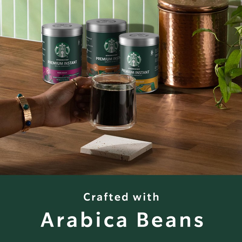 Starbucks Premium Instant Coffee, Medium Roast Coffee, Arabica Beans, Three