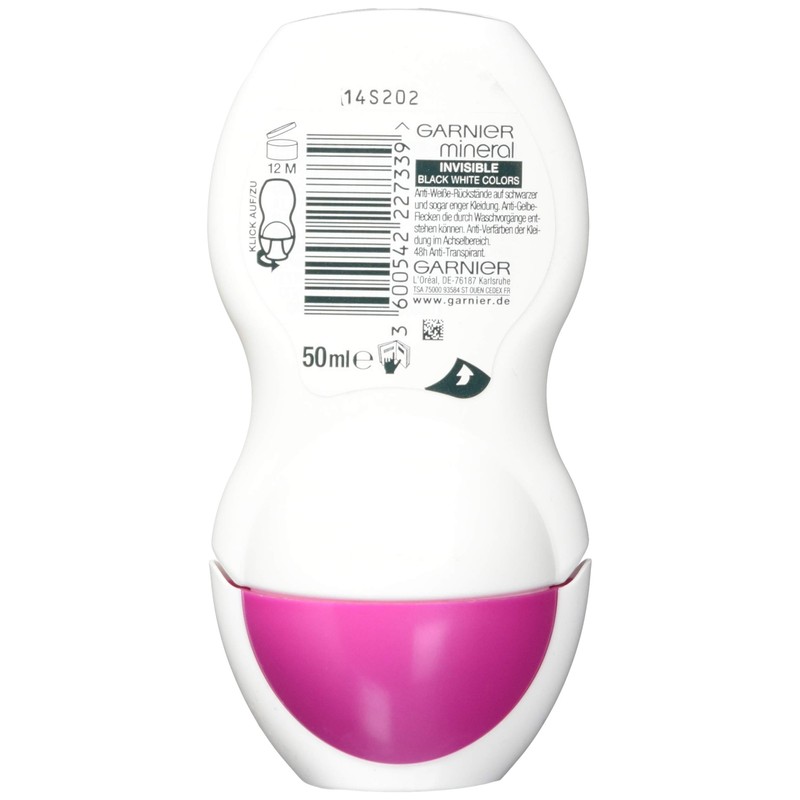 Garnier Mineral Deo Roll-On Invisible Black White Colors, 1 Stück