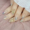 Sky Blue Butterfly Handmade Nail Tips - Coffin Egg /