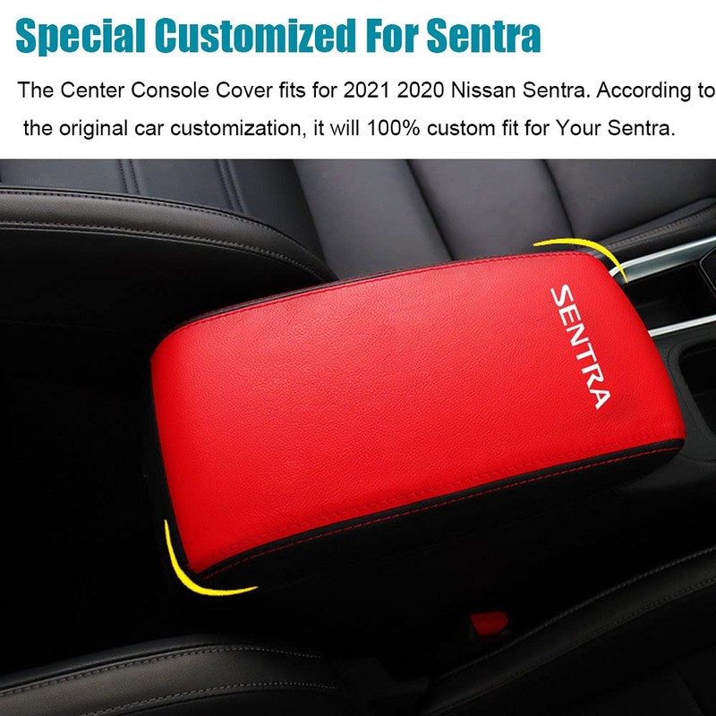 LEXLEY Armrest Box Cover Center Console Pad Waterproof Anti-Scratch Leather