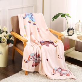 FAITH, HOPE, LOVE HOME DÉCOR Tropical Summer Novelty Velvet Fleece Throw Blanket (50" x 60") - Neon Elephant