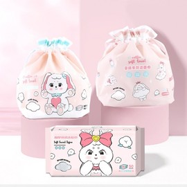 Cotton Rabbit Series Disposable Pure Cotton Pads for Facial Cleansing and Masks Cotton EF Pattern 300G Cleansing Towel [Bms-803] 10ea