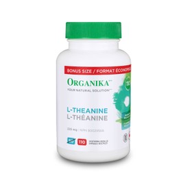 Organika Organika Canadian-Made L-Theanine Bonus Size 225mg-Relaxation Promotion Without Drowsiness, Stress Support, Pure Natural Source, Fast Acting- 110caps