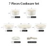 Ceramic Pots and Pans Set Non Stick Beige White, 7