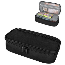 elthmpr Pencil Case Pencil Case - Pencil Case Large Case 4 Compartments Pencil Case Black Large Capacity Pencil Case for Girls Boys Teenagers School Office