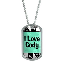 Graphics and More Dog Tag Pendant Necklace Chain I Love Heart Name Ca-Dy - Cody