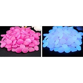 Homgic 500Pcs Glow Stone Glowing in The Dark Pebbles Outdoor Decor Fish Tank Gravel Rocks Decoration (Pink in Daytime, Purple in The Dark)