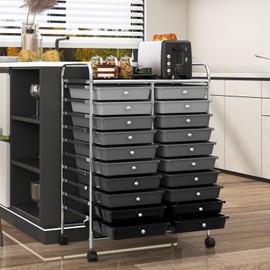 RELAX4LIFE 20 Drawer Rolling Storage Cart, Mobile Rolling Cart w/Drawers for School Classroom Teacher Office Home Salon, Paper File Art Supply Craft Organizer, Utility Cart on Wheels (Gradient Grey)