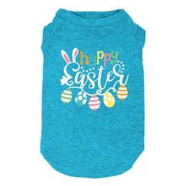 Happy Easter Shirts for Dog Funny Print Vest for Small Medium Large Dogs Soft and Light-Weight T Shirts Gift for Puppy (X-Large, Blue)
