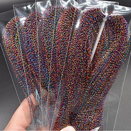 10 Packs Crystal Flash Fly Fishing Line Fly Tying Material for Fishing Lure Dry Flies (10 Packs Rainbow)