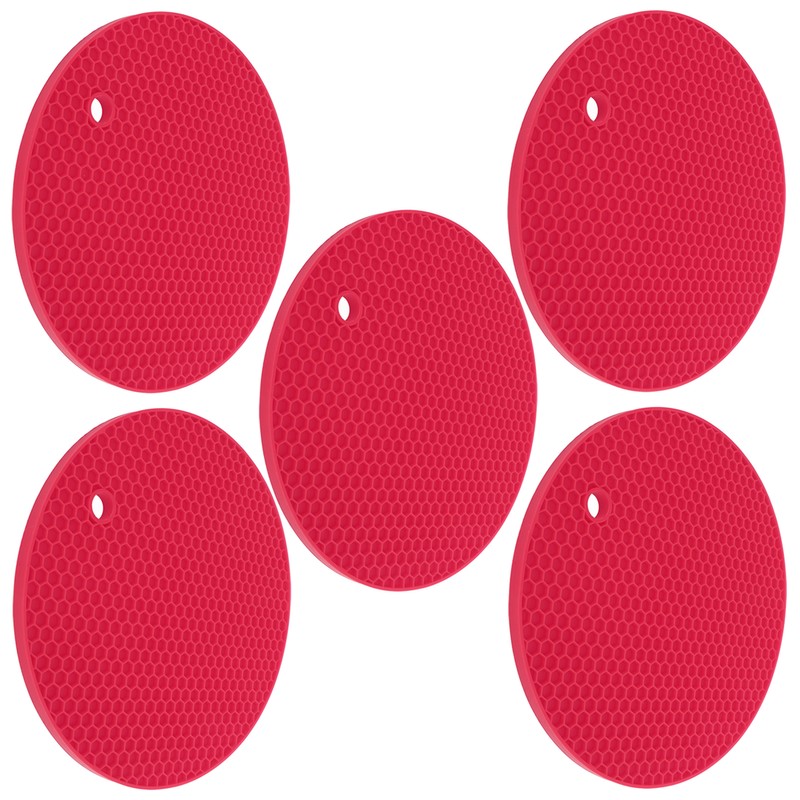5PCS Silicone Trivet Mats Round Multipurpose Heat Resistant Non Slip