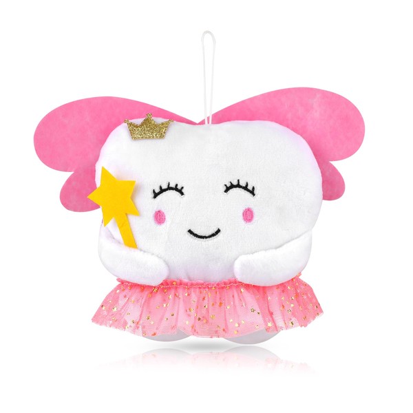 XIHIRCD Tooth Cute Fairy Pillow with Wings & Pocket, Embroidered