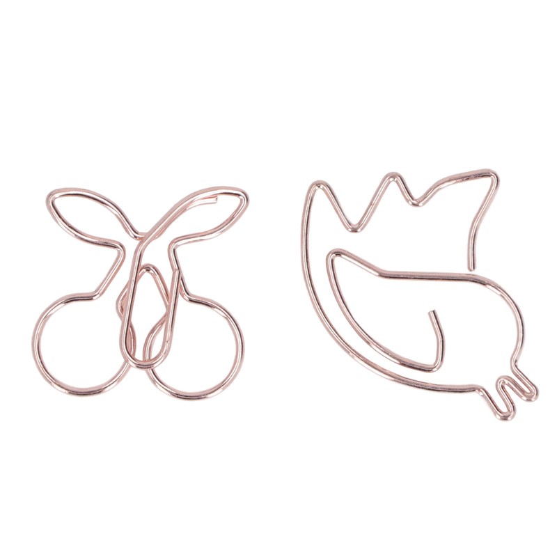 100Pcs Cute Paper Clips Cherry Hummingbird Style Electroplated Metal Gold