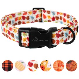 ARING PET Fall Dog Collar-Cotton Maple Leaves Dog Collar for Small Dogs, Adjustable Lightweight Dog Collars with Quick Release Buckle for Small Medium Large Dogs