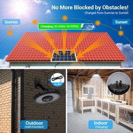 ropelux Solar Lights Indoor Outdoor, 3000LM Dimmable 5 Modes (2 for All Day Lighting) Motion Sensor Solar Shed Light with Remote IP65 Waterproof for Barn Gazebo Yard Garage Patio Security Lighting