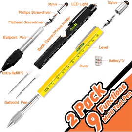 Stocking Stuffers for Men, Gifts for Men, 9 in 1 Multitool Pen, Christmas Gifts for Dad, Boyfriend, Grandpa, Cool Gadgets for Mens Gifts, Gifts for Men Who Have Everything, Cool Stuff Tools for Men