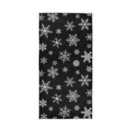 QUGRL Christmas Black Snowflakes Kitchen Hand Towels Winter Theme Dish Cloth Fingertip Towel Decorative Soft Quality Premium Washcloth Guest Towel for Bathroom Spa Gym Sport 16x30 in