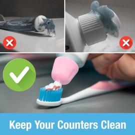 Tilcare Self Closing Toothpaste Caps 6-Pack by Tilcare - No Waste Cap Dispensers for Adult and Kids Bathroom - Mess-Free Toothpaste Lids - Easy to Use, Food Grade Silicone and BPA-Free Toppers