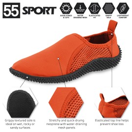 55 Sport Boy's Waterline Neoprene Aqua Shoes - Papaya Orange - 4 UK