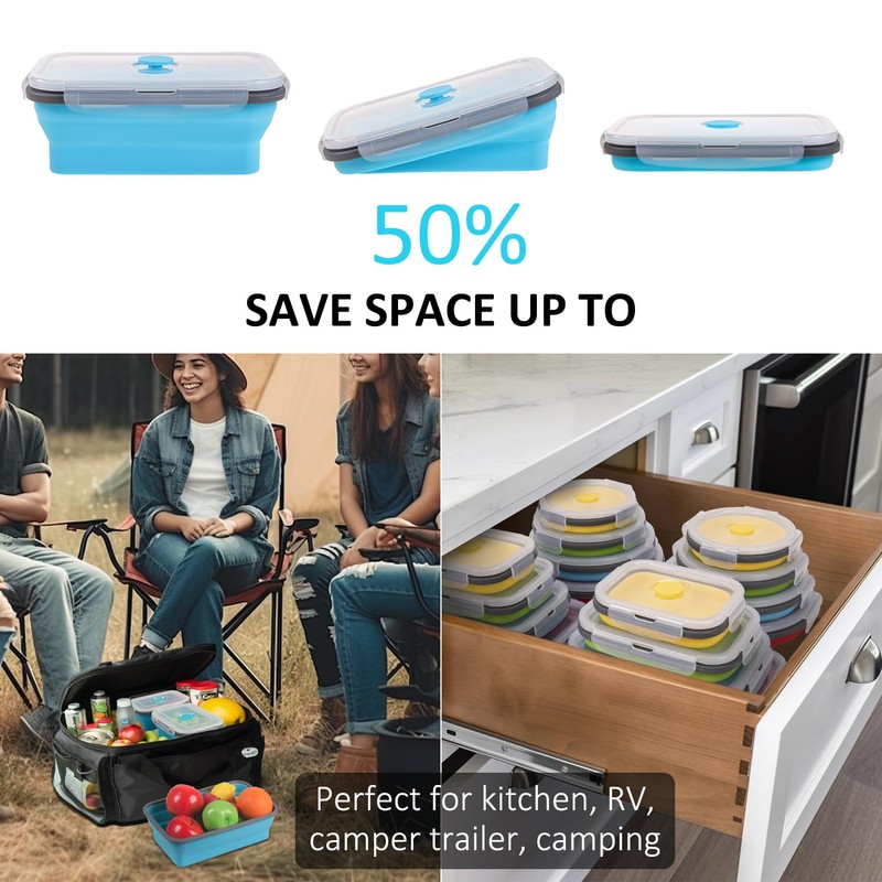 Collapsible Food Storage Containers with Lid & Air Vent, 16