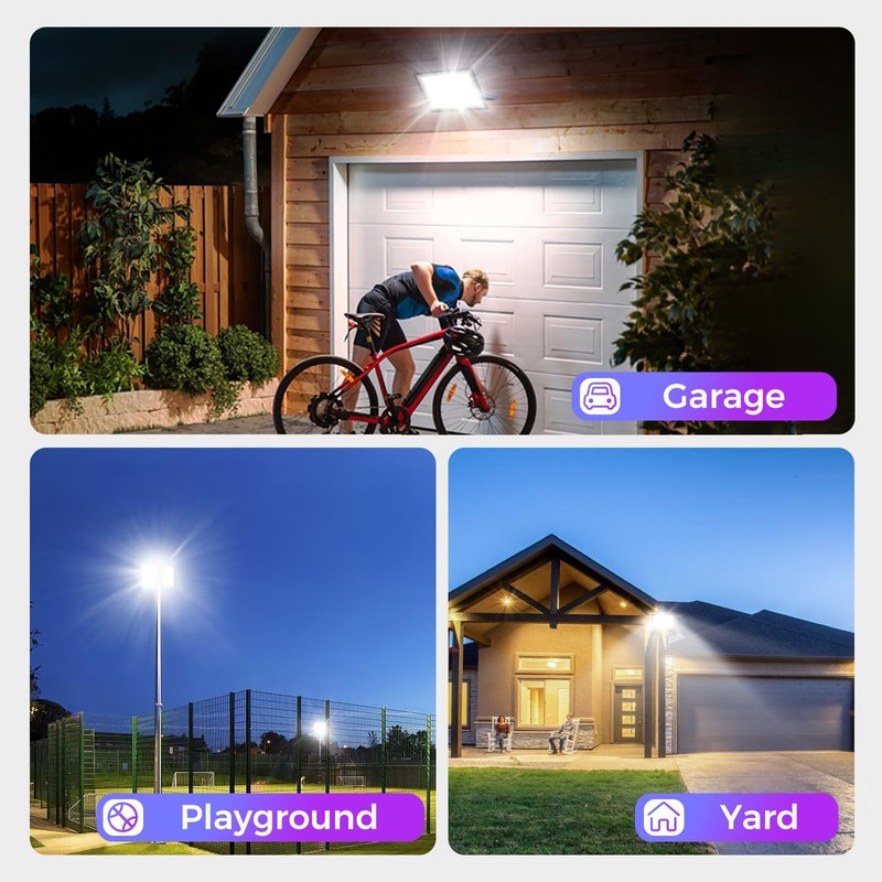4 Pack 100W LED Flood Light Outdoor with Plug, IP66