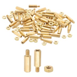 PATIKIL M2 x 8 mm + 3 mm Spacer Screws, 100 Pieces Hex Brass PCB Spacer Screw Nut Assortment Kit for PCB Computer Circuit Board, Golden