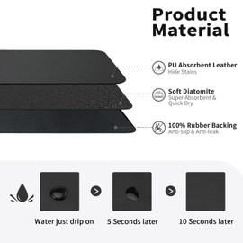 HotLive Dish Drying Mat for Kitchen Counter, Heat Resistant Drainer Mats with Non-slip Rubber Backed, Hide Stain Kitchen Super Absorbent Draining Mat, Easy to Clean Dish Rack Pad, Black 18"x24"