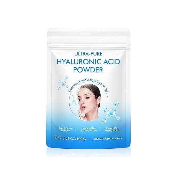 100% Pure Hyaluronic Acid Powder for Face & Joints, Dual