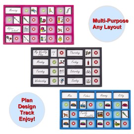 Customizable Chore Chart For Old Kids & Adults Magnetic Checklist Smart Board Visual Schedule To Do List Task Board Daily Routine Chart Planning Board For Fridge & Hang On Wall (Blue)