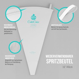 CukkiCakes Professional Reusable Piping Bag (40 cm) – Extra Strong, Flexible and Lightweight Piping Bag – For Decorating Cakes | Icing Bag Compatible with Piping Nozzles – Made in Japan