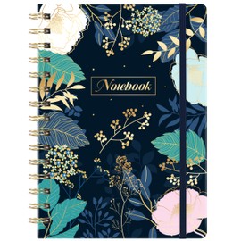 Indeme A5 Notebook - Lined Notebook A5 Sprial, Elastic Closure, Premium Lined Pages, 21 cm × 16 cm, Beautiful Floral Hardcover