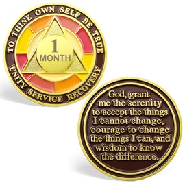1 Month Sobriety Chips, 30 Days Tri-Plate AA Chips - One Month Sobriety Coins Recovery Chips Sober Coins for Alcoholics Anonymous Recovery Sobriety Gifts for Men/Women