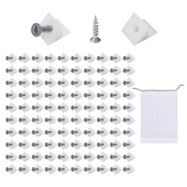 KRYMSON 100 Pieces Drawer Brackets, 1 Storage Bag, Drawer Floor Support Bracket, Drawer Floor Sag Repair Wedge, Plastic, White, Side Mounting