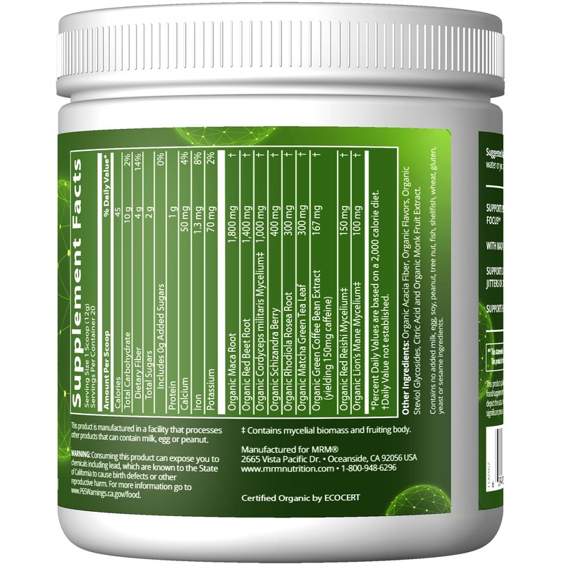 MRM Nutrition Organic Pre-Workout Powder | Island Fusion Flavored |