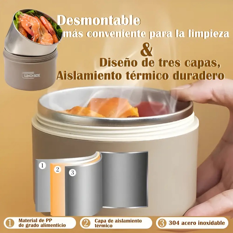 Lonchera Térmica ROOM MEXA de Acero Inoxidable con Toppers 4