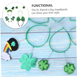 VICASKY 4Pcs St Patrick's Day Headbands Green Hair Accessories with Pattern for Carnival and Party Costumes Enhance Festive Atmosphere and Fun Celebrations