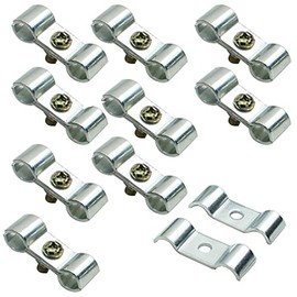 Kennel Clamps Shelf Pole Connector Double Port Pipe Clamps Clips 12mm/0.78" Set of 10 (12mm) Silver