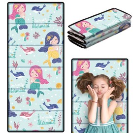 Ceenna Nap Mat for Boy Girl Folding Sleeping Mat 45.3 x 19.7 x 0.6 Inches, Perfect for Preschool and Daycare, Foam Toddler Nap Mat for Kindergarten Classroom Kids Travel Home School(Mermaid)