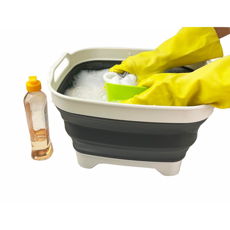 SAMMART 7.5L (2 Gallons) Collapsible Dishpan with Draining Plug &
