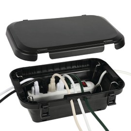 Newhouse Electric Outdoor Waterproof Electrical Box for Outlets CJB11-BK, 13.8 in. D x 9 in. W x 4.7 in. H Waterproof Extension Cord Cover Organizes 9 Cables, Collapsible for Easy Storage and Carry